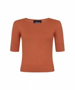 Collectif Chrissie Plain Knitted Top - Orange