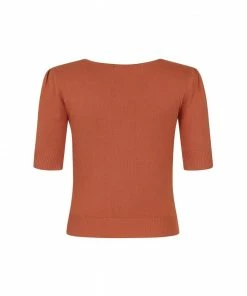 Collectif Chrissie Plain Knitted Top - Orange