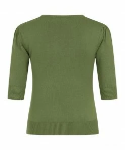 Collectif Chrissie Plain Knitted Top - Moss Green