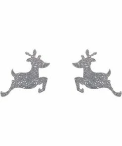 Erstwilder Reindeer Glitter Resin Stud Earrings - Silver