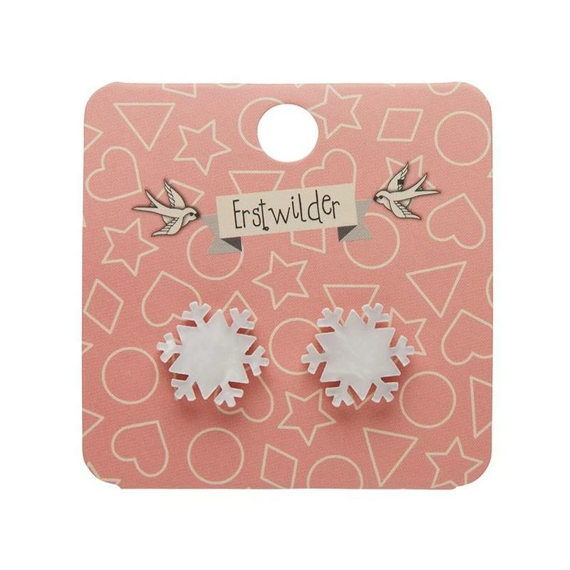 Erstwilder Snowflake Ripple Resin Stud Earrings - White 4 Erstwilder Snowflake Ripple Resin Stud Earrings - White