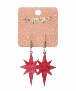 Erstwilder Essentials Starburst Ripple Glitter Drop Earrings - Pink