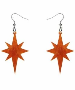 Erstwilder Essentials Starburst Ripple Glitter Drop Earrings - Orange