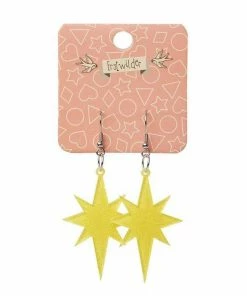 Erstwilder Essentials Starburst Ripple Glitter Drop Earrings - Yellow
