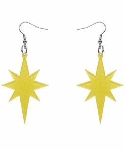 Erstwilder Essentials Starburst Ripple Glitter Drop Earrings - Yellow