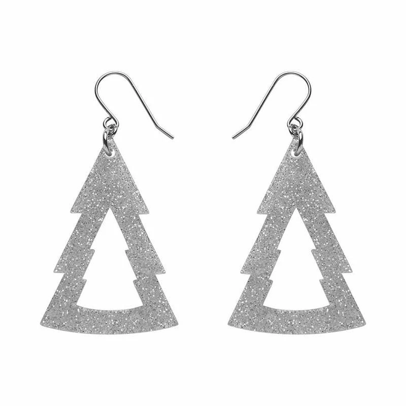 Erstwilder Tree Glitter Resin Drop Earrings - Silver 3 Erstwilder Tree Glitter Resin Drop Earrings - Silver