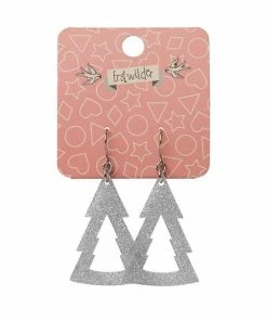 Erstwilder Tree Glitter Resin Drop Earrings - Silver