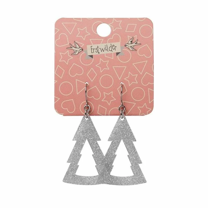 Erstwilder Tree Glitter Resin Drop Earrings - Silver 4 Erstwilder Tree Glitter Resin Drop Earrings - Silver
