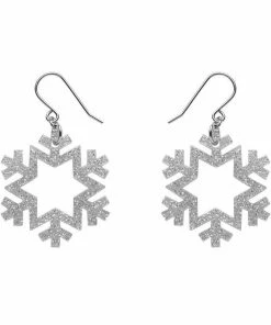 Erstwilder Snowflake Glitter Resin Drop Earrings - Silver