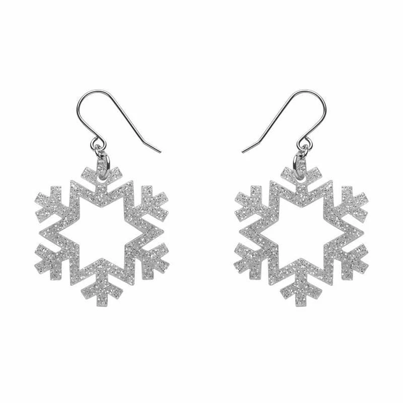 Erstwilder Snowflake Glitter Resin Drop Earrings - Silver 3 Erstwilder Snowflake Glitter Resin Drop Earrings - Silver