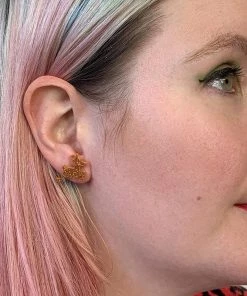 Erstwilder Reindeer Glitter Resin Stud Earrings - Gold