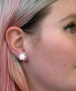 Erstwilder Snowflake Ripple Resin Stud Earrings - White 7 Erstwilder Snowflake Ripple Resin Stud Earrings - White