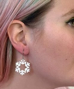 Erstwilder Snowflake Ripple Resin Drop Earrings - White 7 Erstwilder Snowflake Ripple Resin Drop Earrings - White