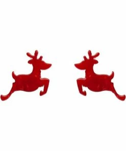 Erstwilder Reindeer Ripple Resin Stud Earrings - Red