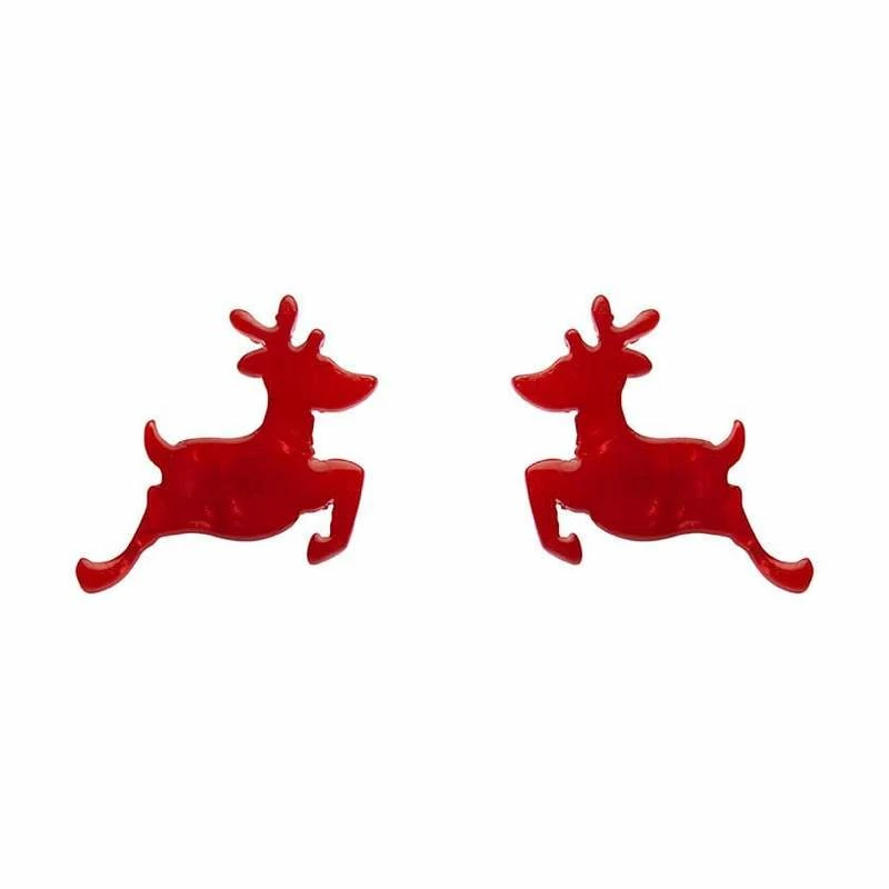 Erstwilder Reindeer Ripple Resin Stud Earrings - Red 3 Erstwilder Reindeer Ripple Resin Stud Earrings - Red