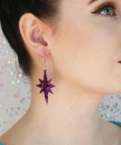 Erstwilder Essentials Starburst Ripple Glitter Drop Earrings - Purple 7 Erstwilder Essentials Starburst Ripple Glitter Drop Earrings - Purple