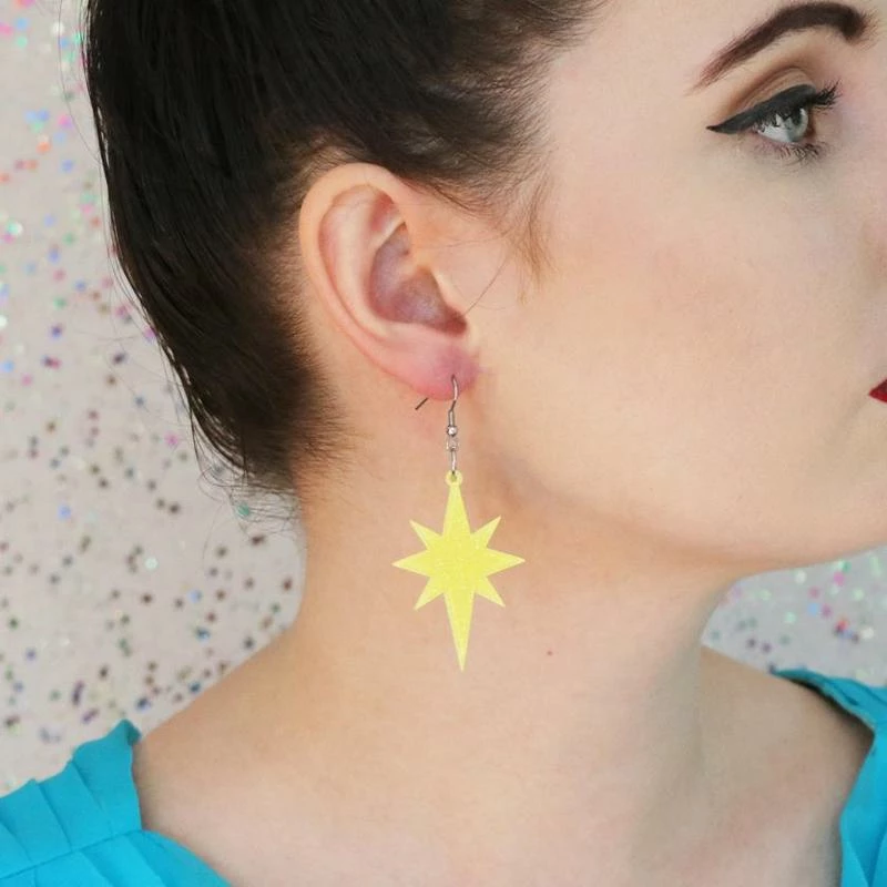 Erstwilder Essentials Starburst Ripple Glitter Drop Earrings - Yellow 5 Erstwilder Essentials Starburst Ripple Glitter Drop Earrings - Yellow