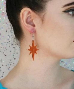 Erstwilder Essentials Starburst Ripple Glitter Drop Earrings - Orange
