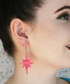 Erstwilder Essentials Starburst Ripple Glitter Drop Earrings - Pink