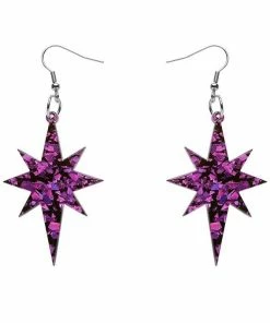 Erstwilder Essentials Starburst Ripple Glitter Drop Earrings - Purple