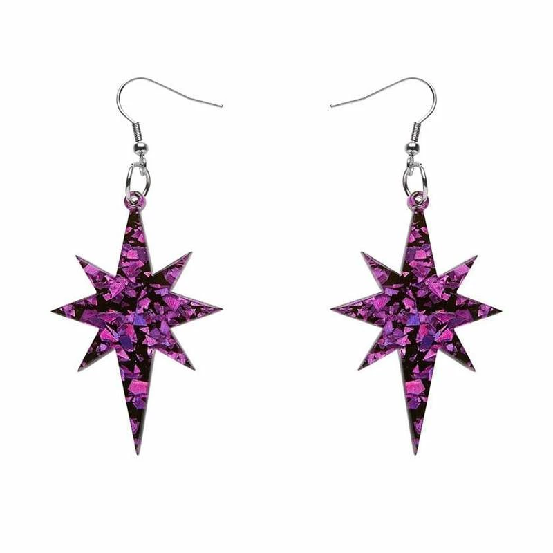 Erstwilder Essentials Starburst Ripple Glitter Drop Earrings - Purple 3 Erstwilder Essentials Starburst Ripple Glitter Drop Earrings - Purple