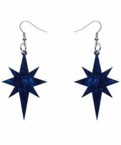 Erstwilder Essentials Starburst Ripple Glitter Drop Earrings - Dark Blue