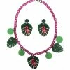 Collectif Flamingo Tropics Necklace & Earrings Set