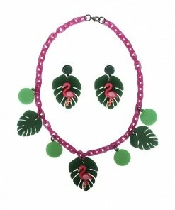Collectif Flamingo Tropics Necklace & Earrings Set
