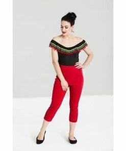 Hell Bunny Tina Capris - Red