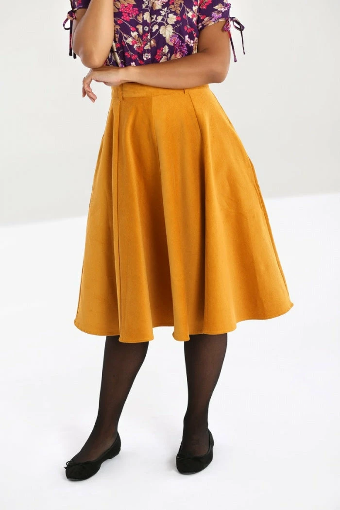 Hell Bunny Jefferson Corduroy Skirt - Mustard 3 Hell Bunny Jefferson Corduroy Skirt - Mustard