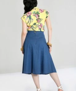 Hell Bunny Freddie Chambray A-Line Skirt