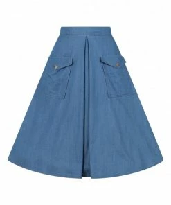 Hell Bunny Freddie Chambray A-Line Skirt