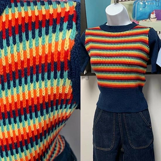 Star Struck Clothing 1940s Repro Sweater - Blue 3 Star Struck Clothing 1940s Repro Sweater - Blue