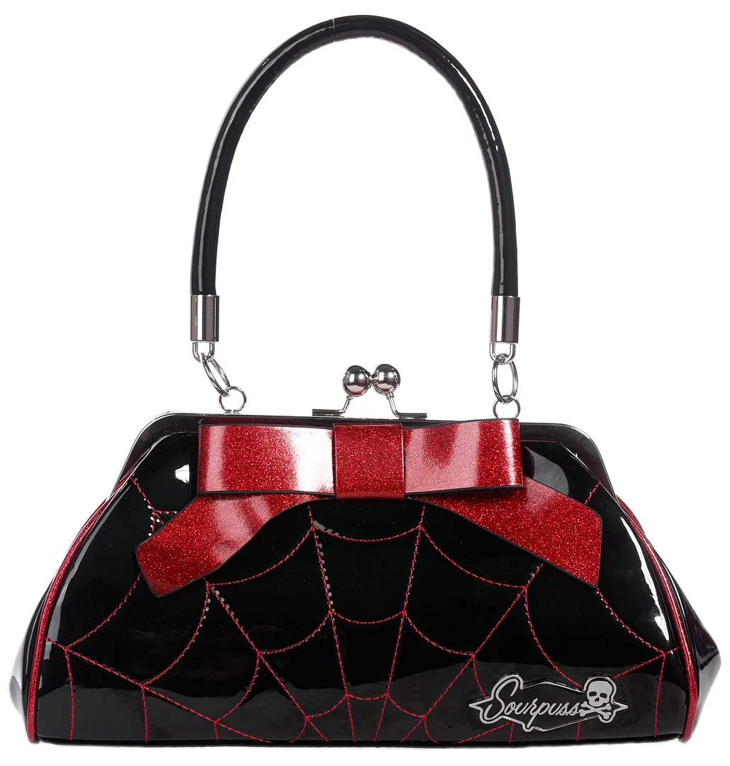 Sourpuss Spiderweb Floozy Purse In Black/Red Sourpuss Clothing 3 Sourpuss Spiderweb Floozy Purse In Black/Red Sourpuss Clothing