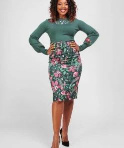 Collectif Juanita Escapist Floral Pencil Skirt