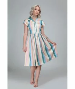 Suzie's Bombshell Boutique Collectif Judy Teacup Striped Swing Dress