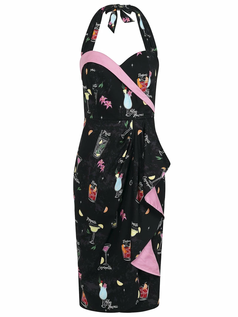 Collectif Lorna Cocktail Menu Pencil Dress 3 Collectif Lorna Cocktail Menu Pencil Dress