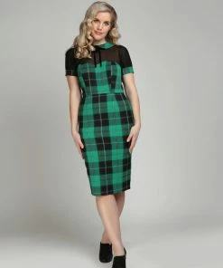 Collectif Mac Foliage Check Pencil Dress