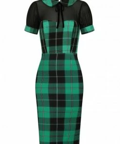 Collectif Mac Foliage Check Pencil Dress