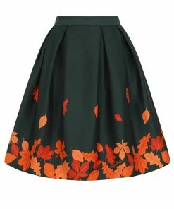 Collectif Marilu Leaves Border Swing Skirt