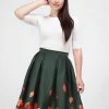 Collectif Marilu Leaves Border Swing Skirt