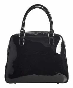 Sourpuss Clothing Sourpuss Sparkle Webbed Bowler Purse - Black/Purple