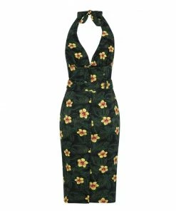 Collectif Mainline Ramona Tropical Hibiscus Pencil Dress