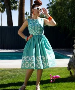 The Oblong Box Shop Kiki Breeze Block Dress - Turquoise