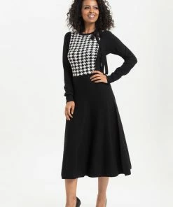 Voodoo Vixen Sofia Houndstooth Knit Dress