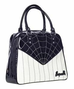 Sourpuss Sparkle Webbed Bowler Purse - Black/White
